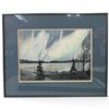 Image 4 : Pair of Naomi '87 Mountain Lake Landscape Paintings on Paper, Framed (20 x 16 in.)