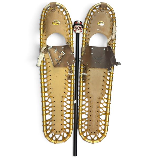Sherpa Snow-Claw Aluminum Snowshoes with Bindings & Sugar Skull Walking Stick
