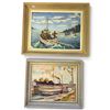 Image 1 : Two Framed Maritime Paintings, Fishing Boats & Harbor Vessel (Largest 20 x 16 in.)