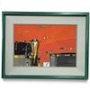 Image 1 : Signed Abstract Urban Cityscape on Paper, Framed (28 x 21.5 in.)