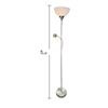 Image 2 : Contemporary Brushed Metal Torchiere Floor Lamp with Reading Light (71.5 in.)