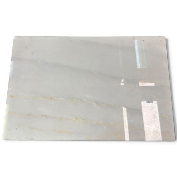 Rectangular Polished White Marble Slab with Gray & Cream Veining (22 x 14.5 in.)