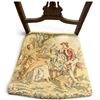 Image 2 : Inlaid Wood Side Chair with Figural Tapestry Upholstery & Slatted Wood Crate 13x13x11"