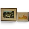 Image 1 : Barbara Shelly Sculptural Tapestry & Framed Color-Tinted Coastal Settlement Photograph