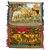 Image 1 : Pair of Fringed Pictorial Textile Panels with Horse & Deer Scenes (35 x 37 in.)
