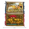 Image 2 : Pair of Fringed Pictorial Textile Panels with Horse & Deer Scenes (35 x 37 in.)