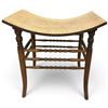 Image 1 : Oak-Toned Wood Saddle-Seat Stool with Turned Legs & Spindle Stretchers (19 x 15 x 18 in.)