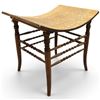 Image 3 : Oak-Toned Wood Saddle-Seat Stool with Turned Legs & Spindle Stretchers (19 x 15 x 18 in.)