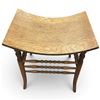Image 4 : Oak-Toned Wood Saddle-Seat Stool with Turned Legs & Spindle Stretchers (19 x 15 x 18 in.)