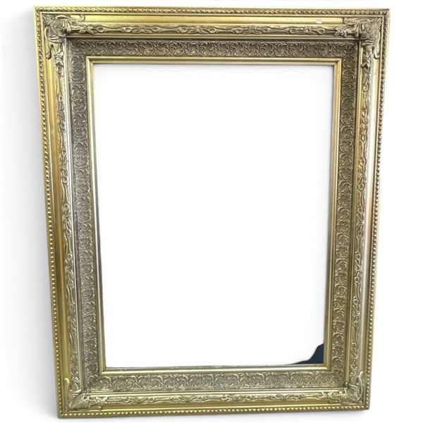 Large Ornate Gilt-Finish Rectangular Frame with Foliate Relief (42 x 52.5 in.)