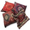 Image 1 : Set of Four Persian Rug-Pattern Decorative Throw Pillows in Red, Navy & Cream