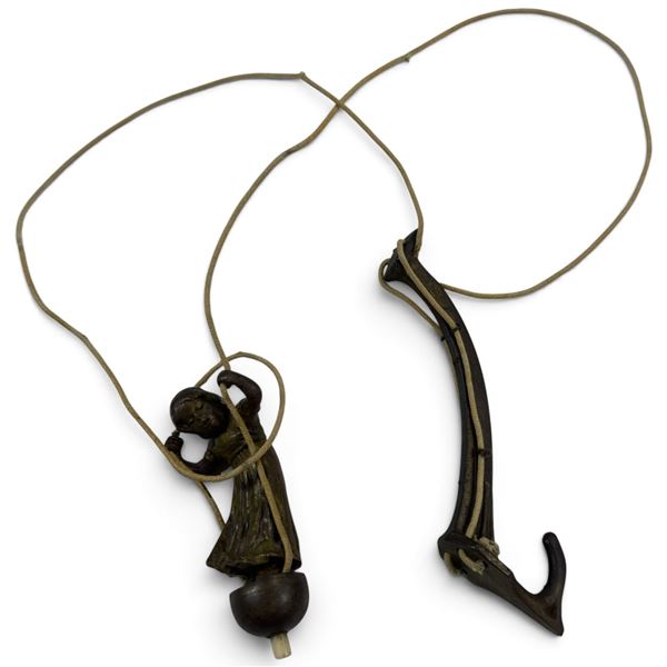 Peter Tereszczuk Austrian Bronze Girl Hanging Bell Push with Cord & Hanger, Early 20th C.