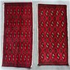 Image 1 : Pair of Labeled Turkoman Red Pile Rugs with Geometric Motifs (39 x 89 & 40 x 82 cm)