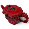 Image 5 : Red Glazed Relief Ceramic Teapot & Green Stone-Appearance Hanging Ornament 4.5" Tall