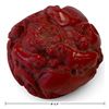 Image 2 : Carved Red Animal & Foliage Decorative Sphere with Allover Relief Decoration