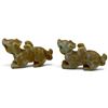 Image 3 : Pair of Chinese-Style Carved Mottled Hardstone Mythical Beast Figures 5x3"