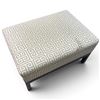 Image 2 : Cream & Grey Greek Key Geometric Upholstered Ottoman, Dark Wood Legs, 29 x 21 x 17", Footstool #1