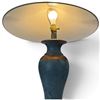 Image 3 : Modern Ceramic Table Lamp, Blue-Green & Ochre Base, Wide Conical Metal Shade, 30 In. Tall