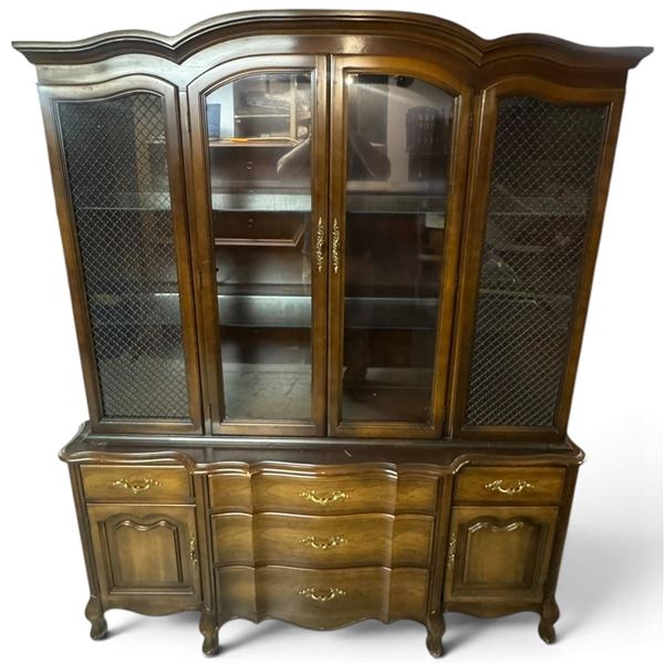 French Provincial-Style 2-Piece China Cabinet & Buffet Hutch (63 x 17 x 78 in.)