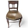 Image 2 : Solid Hardwood Low-Back Side Chair, Shaped Wood Seat & Cabriole-Style Legs, 17 x 26 Inches, Antique.