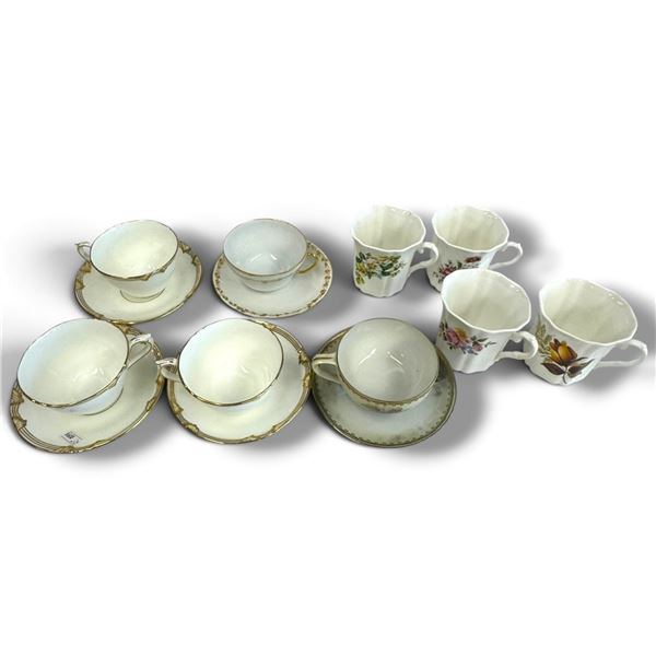Assorted Tea & Coffee Cups Saucers by Coalport & Georgetown w Floral Designs
