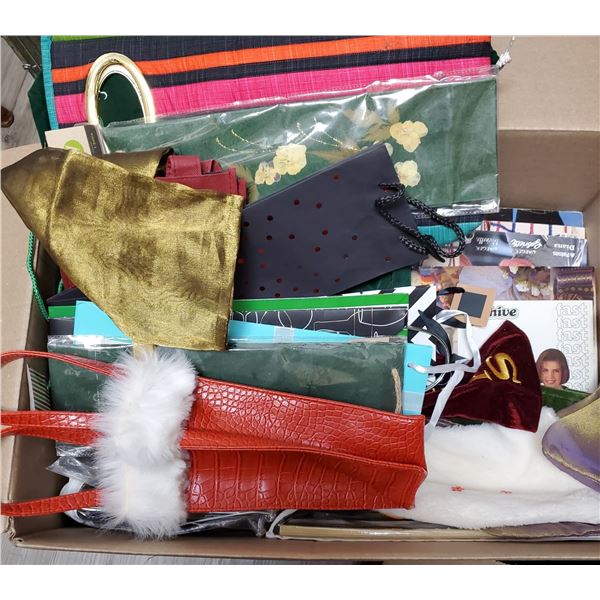 Box of Craft Supplies, Keepsake Books, Gift Bags and More