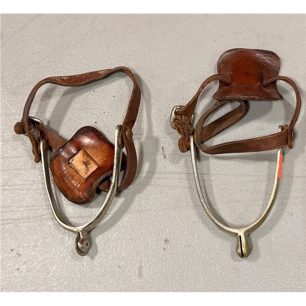 VTG English Nickel Horse Riding Spurs w/ Leather Straps