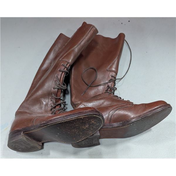 VTG Canadian Military Strathcona Brown Leather Lace-Up Cavalry Riding Boots