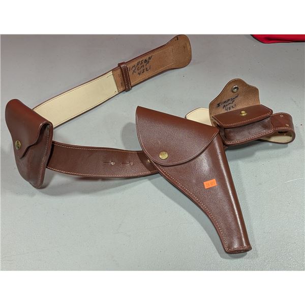 RCMP Sam Browne Leather Duty Belt Rig w/ Pistol Holster & Pouches