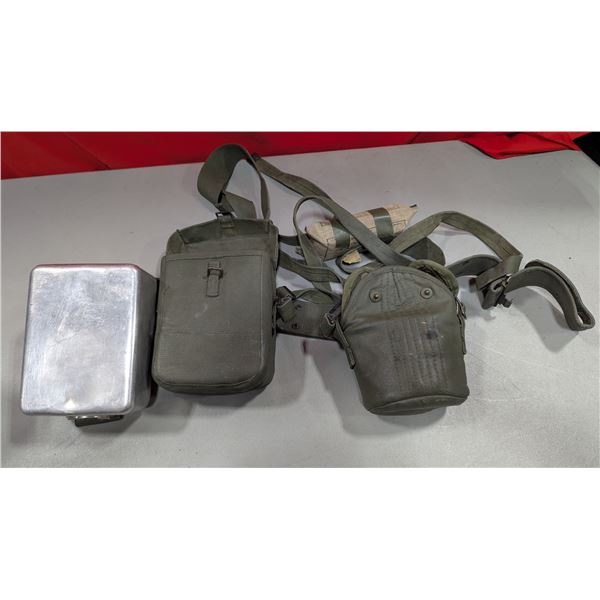 VTG Canadian Army 1951 Pattern Webbing Set w/ Mess Tins, Canteen Carrier & Field Dressing