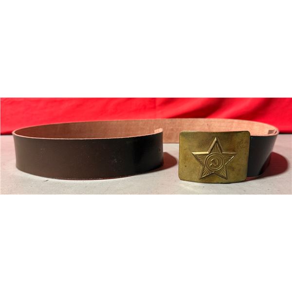 VTG Soviet Military Belt Brass Star Hammer & Sickle Buckle USSR