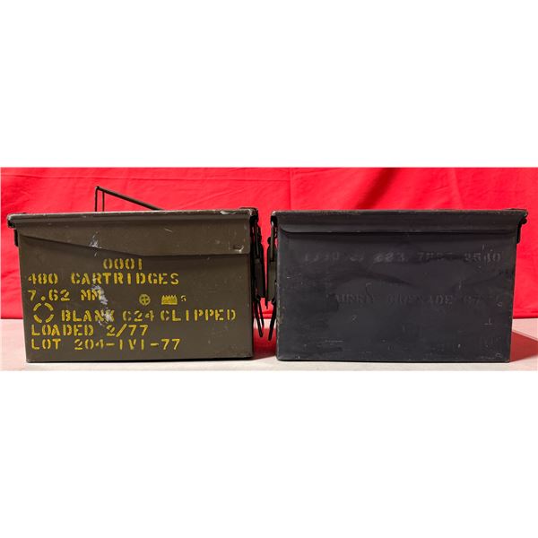 VTG 1977 Military 7.62mm Ammo Cans w/ Assorted Shoe Shine Supplies