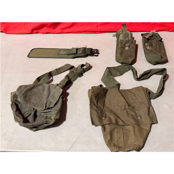 VTG Variety Lot of Assorted Military Canvas w/ Pouches & Bags