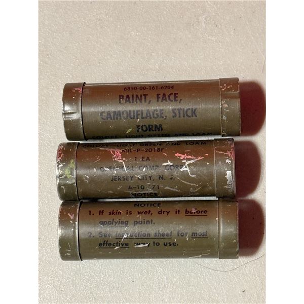 VTG 1971 Vietnam War US Military Camouflage Face Paint Sticks Set of Three