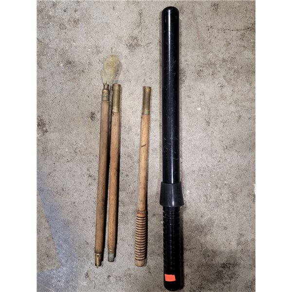 VTG Wooden Shotgun Cleaning Rod Set w/ Straight Police Riot Baton