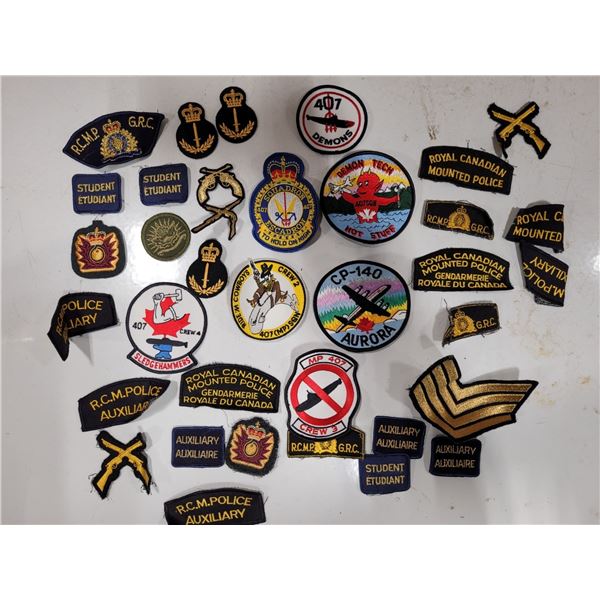 VTG Lot of Assorted Patches w/ RCMP, Rankings, Guns, CP-140 Aurora & More