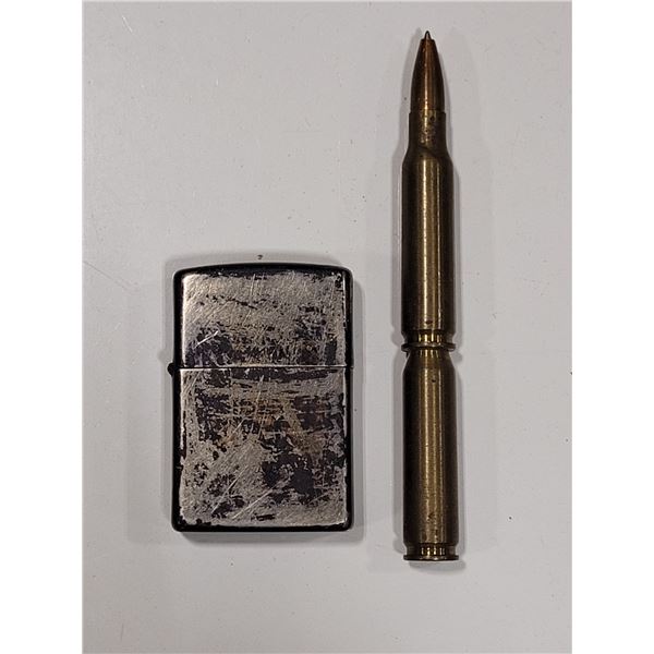 VTG Zippo Pocket Lighter & Brass Bullet Pen
