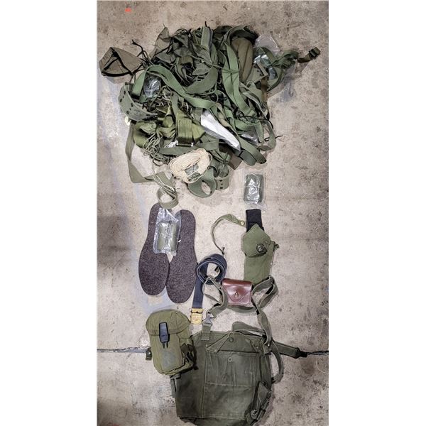 VTG Variety Military Lot w/ Canvas Bags, Pouches, Insoles, Straps & More