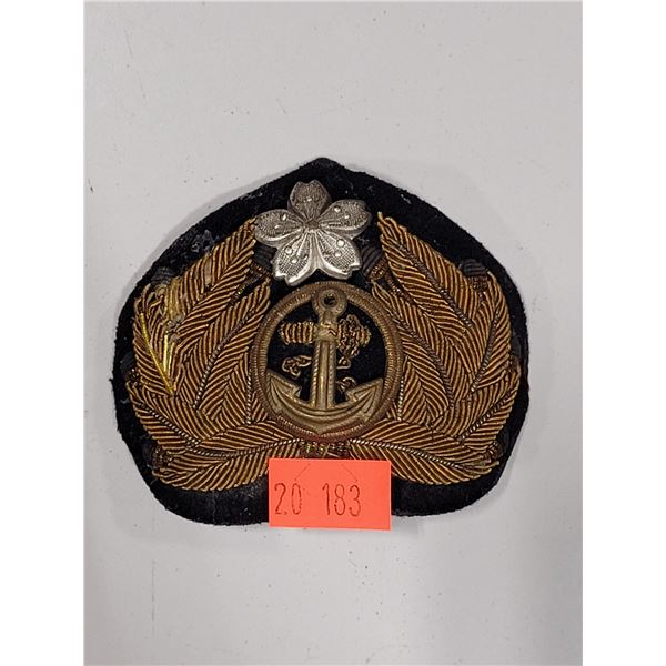 VTG WWII Imperial Japanese Navy Officer Bullion Cap Insignia Patch