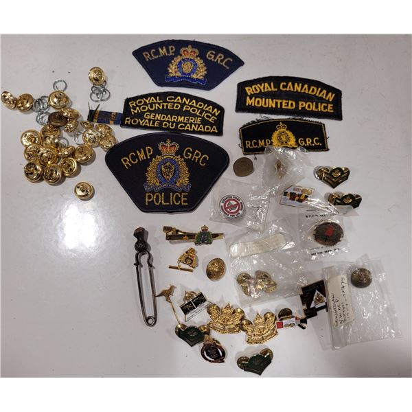 Assorted RCMP & Canadian Military Insignia Lot w/ 47th CEF Badges, Patches & More