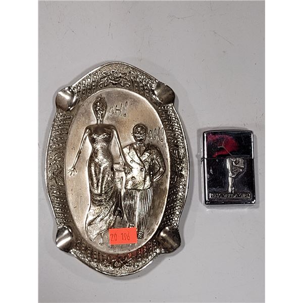 VTG 1994 Zippo 1935 Varga Girl Lighter w/ Risqué “OH! AH!” Metal Ashtray