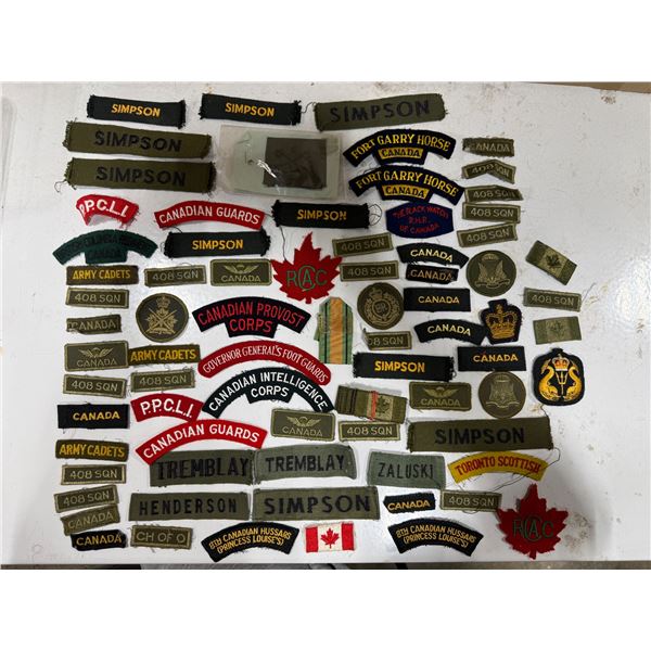 VTG Canadian Military Shoulder Title Lot w/ Provost, Fort Garry Horse & More