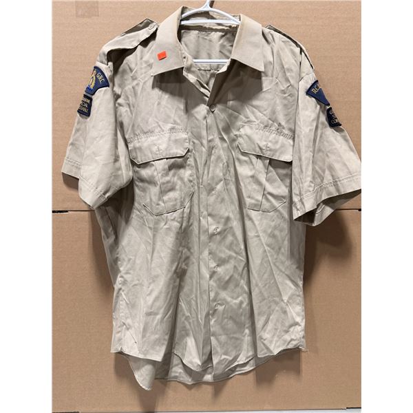 VTG 1985 RCMP/GRC Special Constable Khaki Short Sleeve Uniform Shirt w/ Shoulder Patch