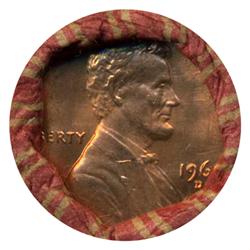 1969D Lincoln Cent RARE Never Opened Original Bank Roll 50 GEMS (COI-4819M)