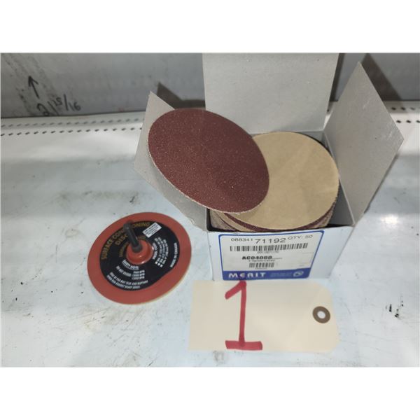 Box(50) of MERIT 4" PSA Disc Gr.60 with Mandrel / Pad