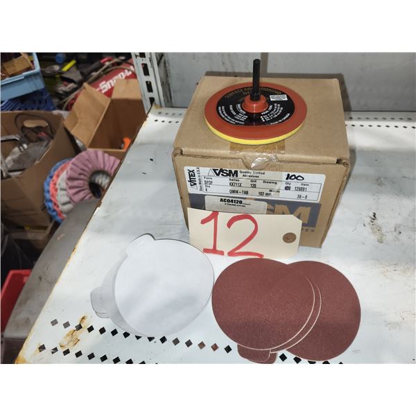 Box(100) of VSM 4" PSA Disc Gr.120 with Mandrel / Pad