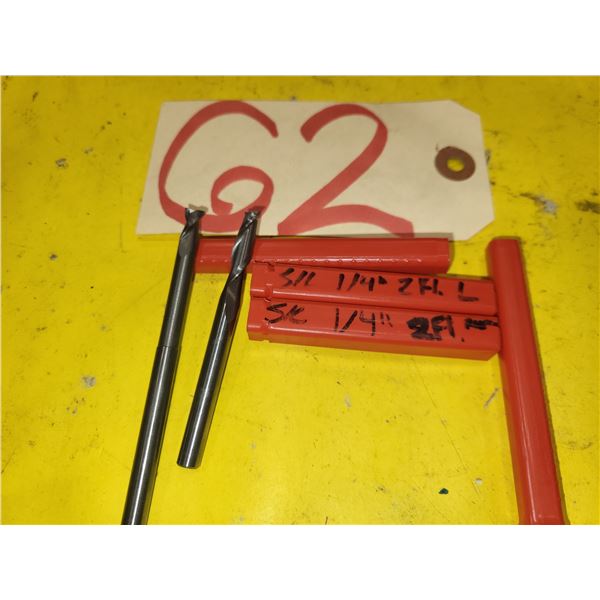 Set(2) of Solid Carbide Long & Regular End Mill 1/4" 2fl.