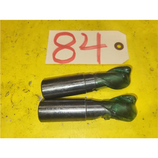 Set(2) of Solid Carbide End Mill 1" 2fl. Rad. Shank 1"1/8