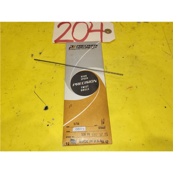 Lot(10) of Cobalt Precision Twist Drill 1/16"