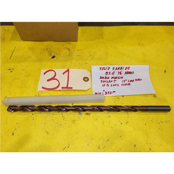 New OSG Solid Carbide Long Double Margin Drill 1/2" Coolant Hole